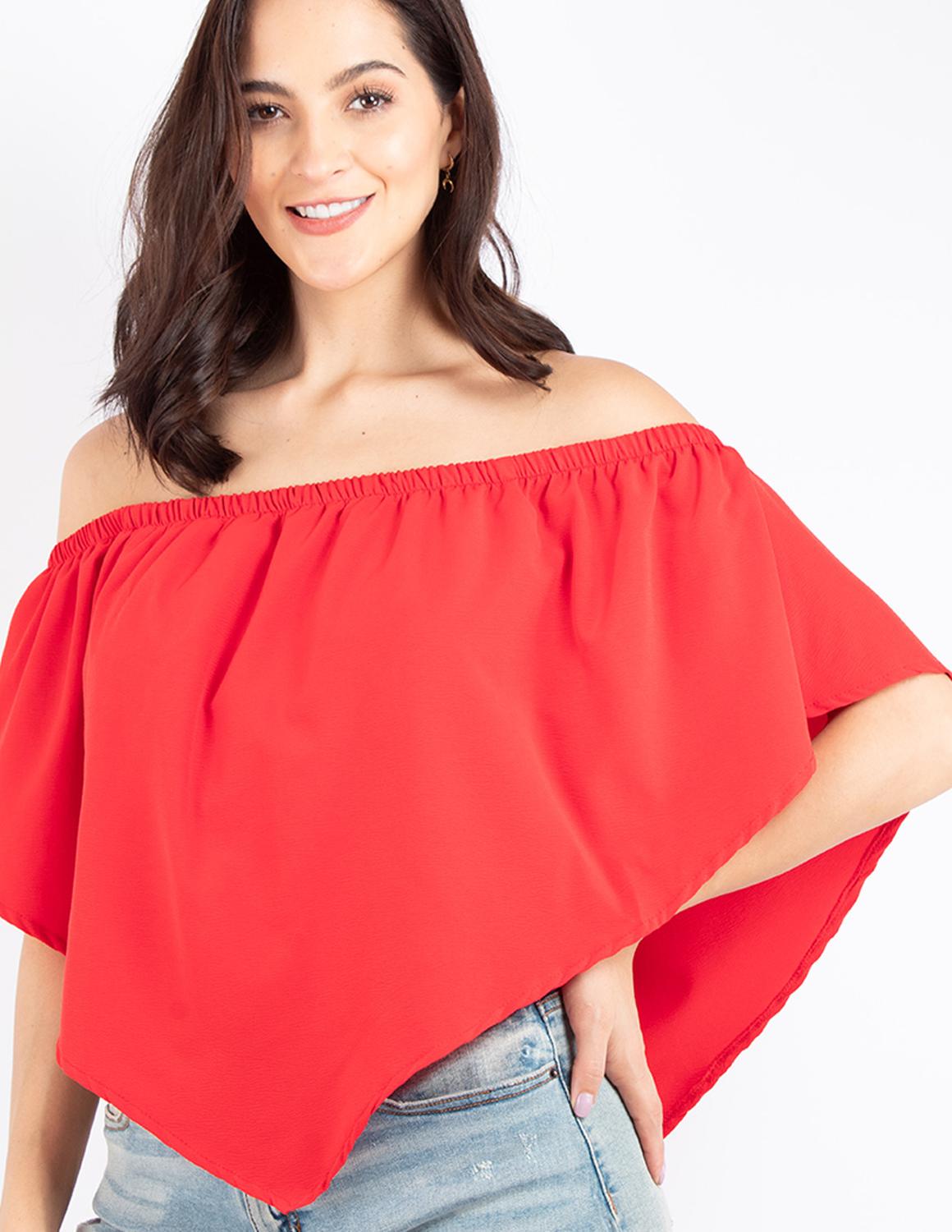 Blusa roja best sale hombros descubiertos